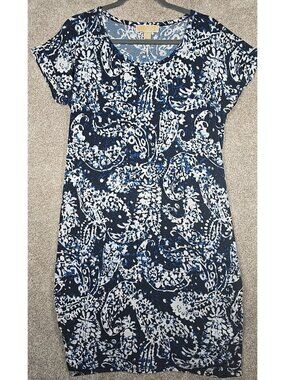 Michael Kors Wrap Dress Paisley Tie Waist Pullover Wrinkle Free Hides Belly Sz L